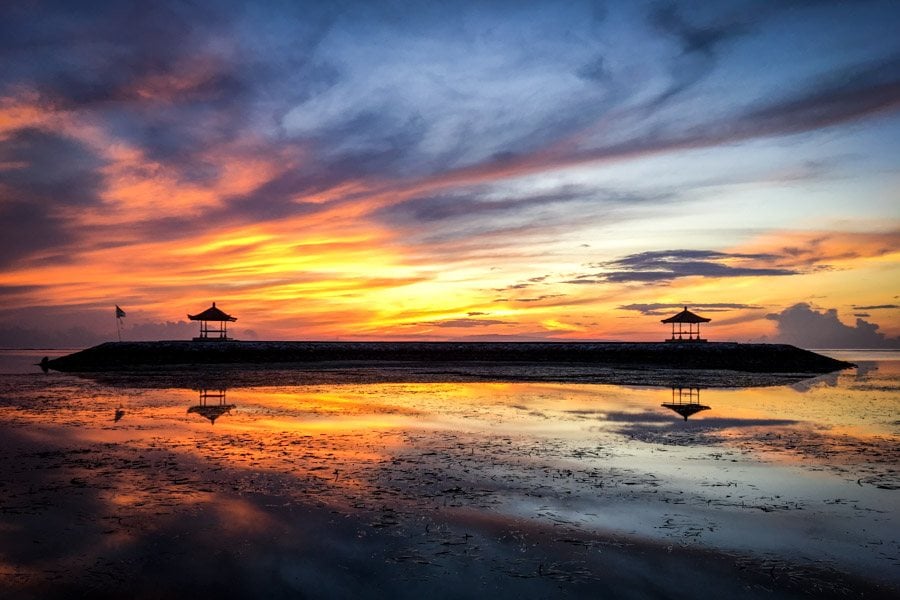 Sanur Beach Sunrise reflection in Bali