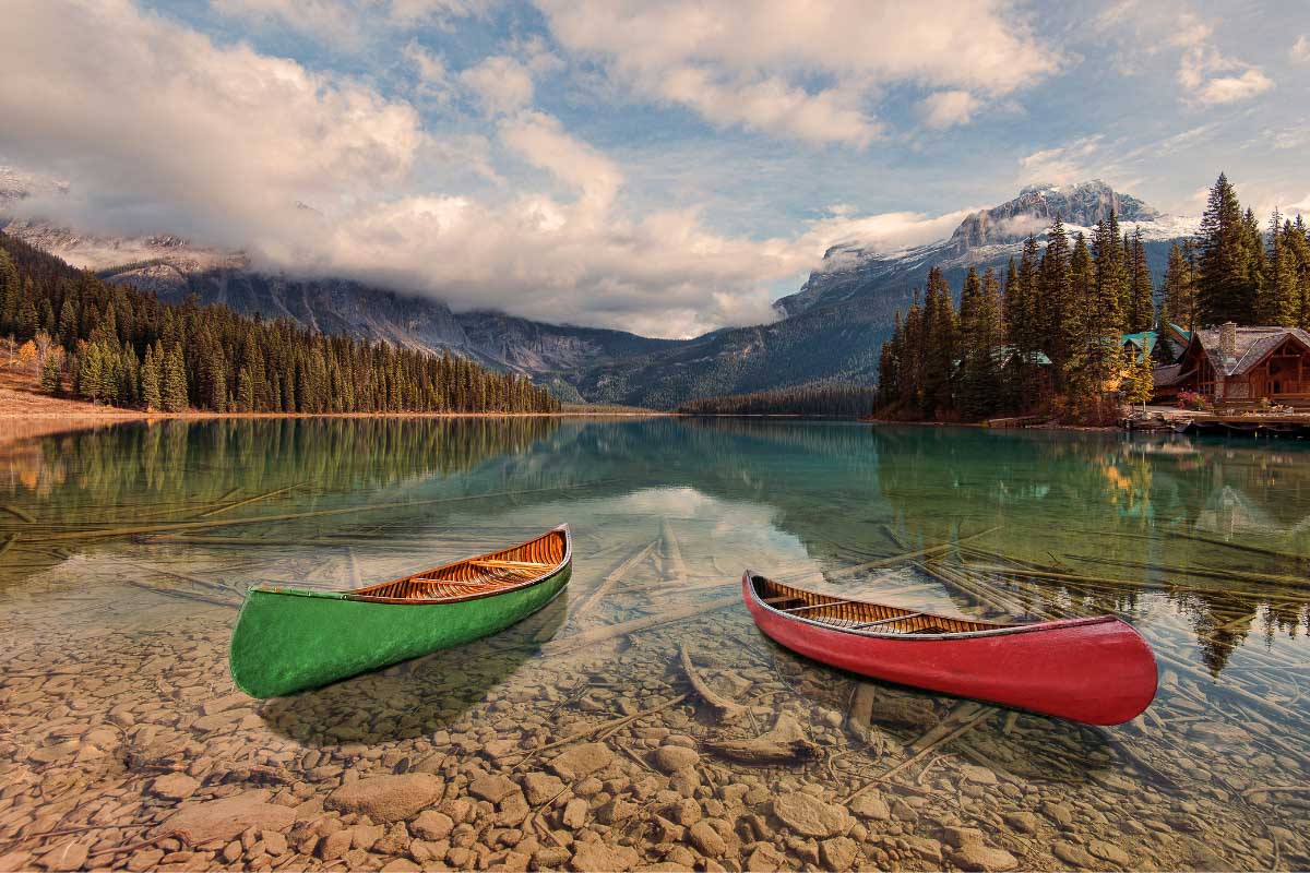 kayaks on emerald lake british columbia