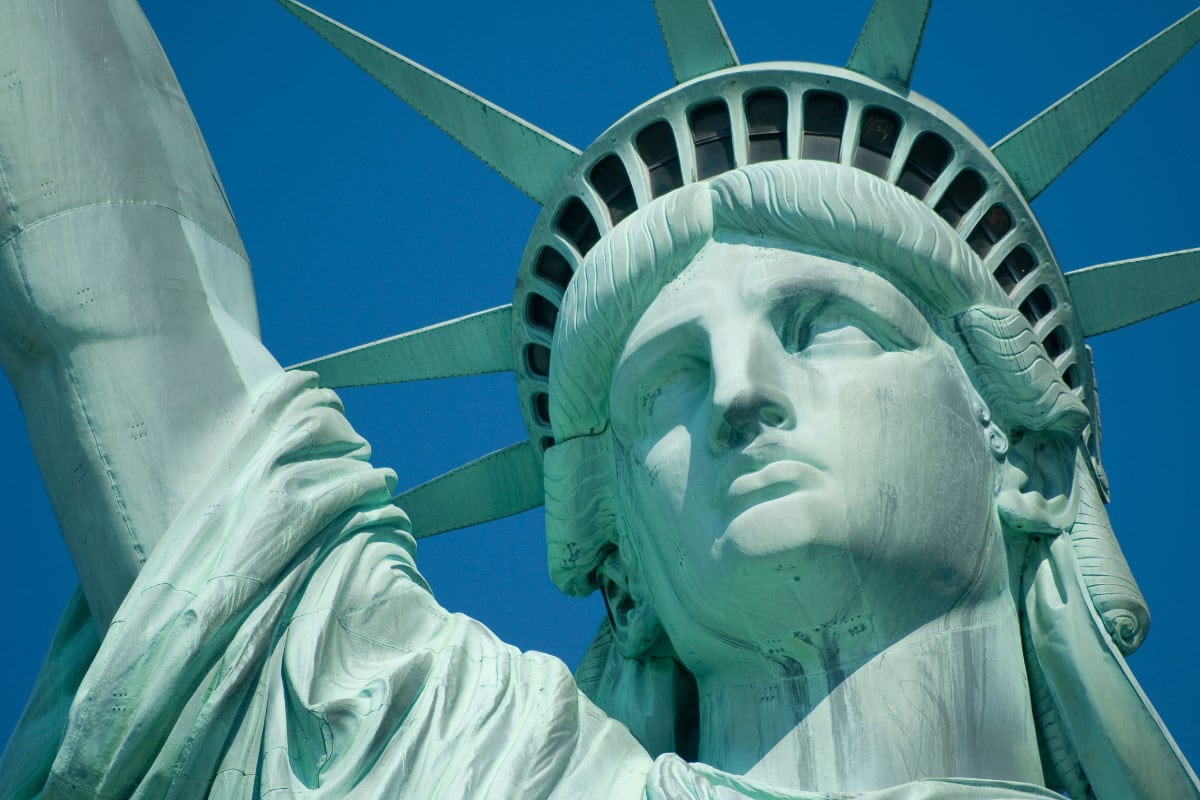 statue of liberty face up close
