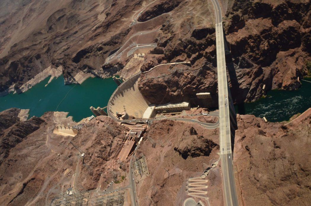 aerial view of the hoover dam